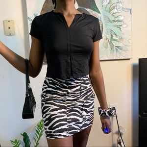 SOLD ON DEPOP Y2K Zebra Print Mini Short Skirt